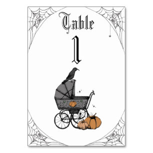 Black and White Gothic Baby Shower Table Number
