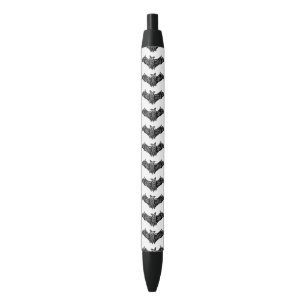Black and White Gothic Bat Pattern Ink Pen