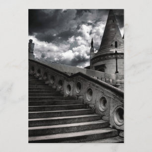 Black and White Gothic Castle Halloween Party Invitation