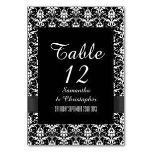 Black and white gothic damask table number