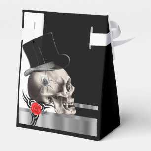 Black and white gothic groom skull goth wedding favor box