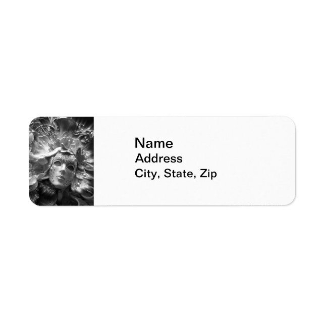 Black and White Gothic Mask Mailing Labels (Front)