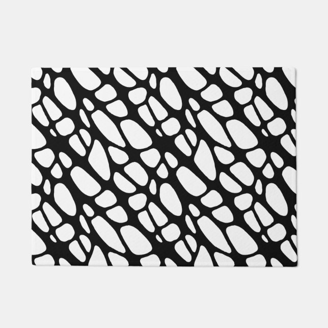 Black and White Gothic Organic Web Pattern Doormat (Front)