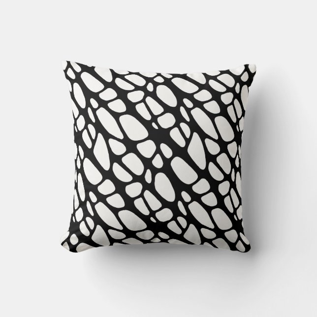Black and White Gothic Organic Web Pattern Throw Pillow (Front)