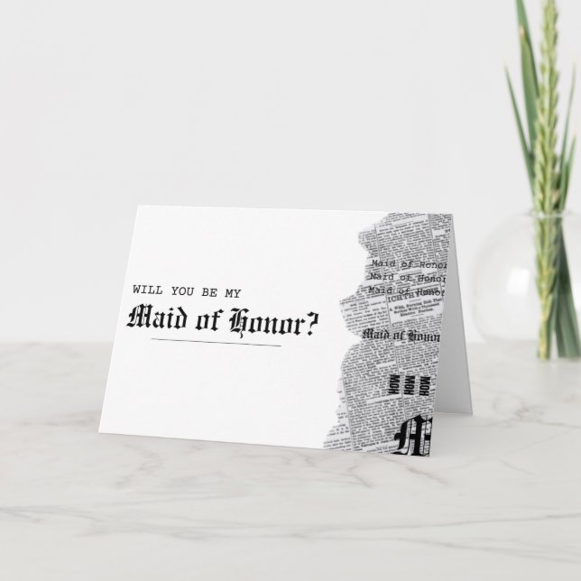 Black and White Gothic Rep Maid of Honour Proposal Card (Front)