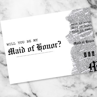 Black and White Gothic Rep Maid of Honour Proposal Card