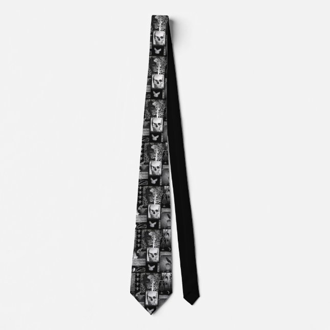 Black And White Gothic Skull Tie (Front)