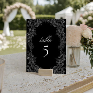 Black And White Gothic Wedding Table Number