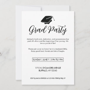 Black-and-white Grad Arched Photo Party Invitation
