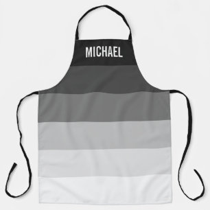 Black and White Gradient Stripes with Custom Name Apron