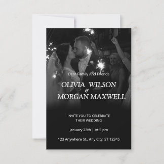 Black and White Gradient Wedding Invitation