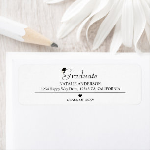 Black and White Graduate Graduation Return Address