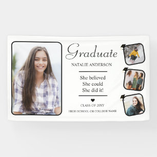 Black and White Graduate Photo Graduation Banner