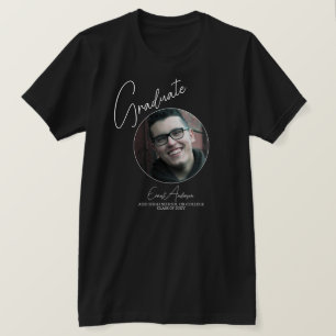 Black and White Graduate Photo Graduation Men's T-Shirt