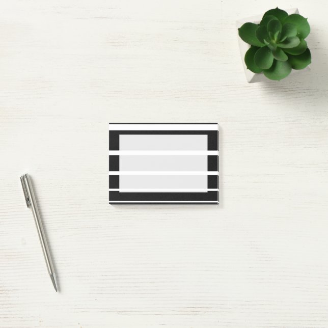 Black and White Graduated Stripes Post-It Notes (Office)