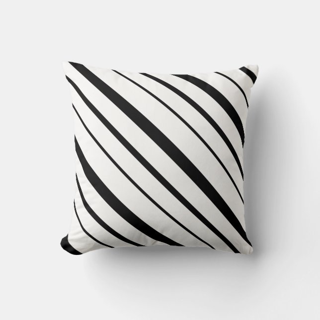 Black and White Graduated Stripes Throw Pillow (Front)