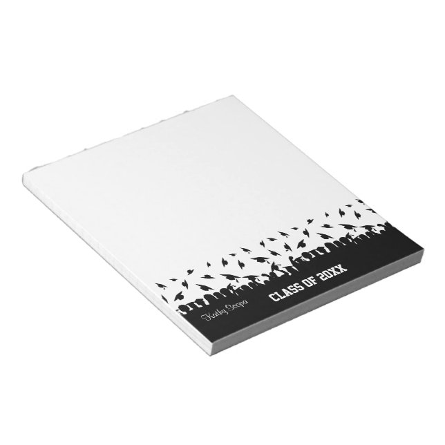 Black And White Graduates Silhouette Notepad (Angled)