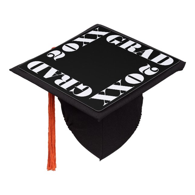 Black and White Graduation Cap Topper (Angled)