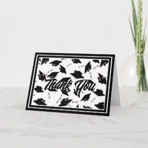 Black and White Graduation Celebration Gratitude Thank You Card