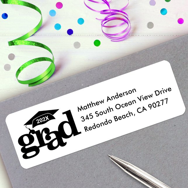 Black and White Graduation Modern Type Cap Address (Creator Uploaded)