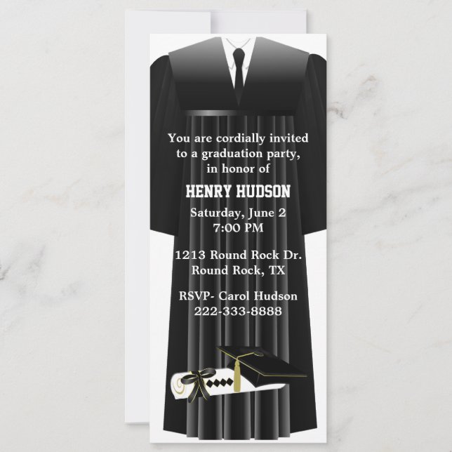 Black and White Graduation Party Invitation (Front)