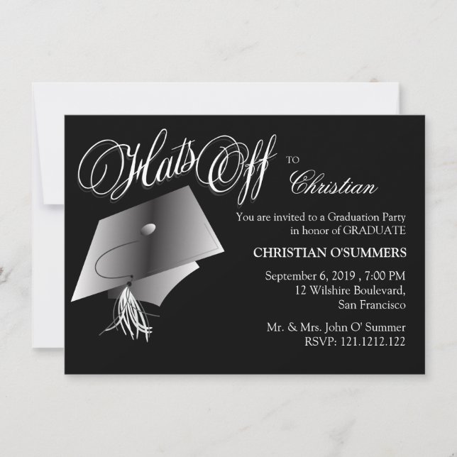 Black and White Graduation Party Invitation (Front)