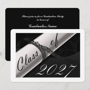 Black and White Graduation Party Invitation