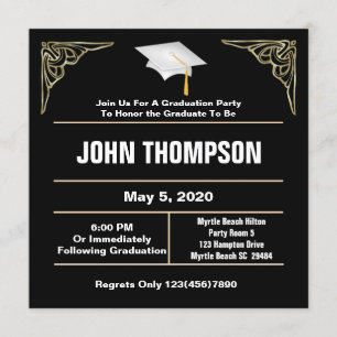 Black and White Graduation Party Invitation
