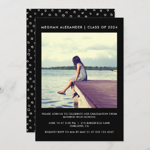 Black and White Graduation Party Photo Invitation