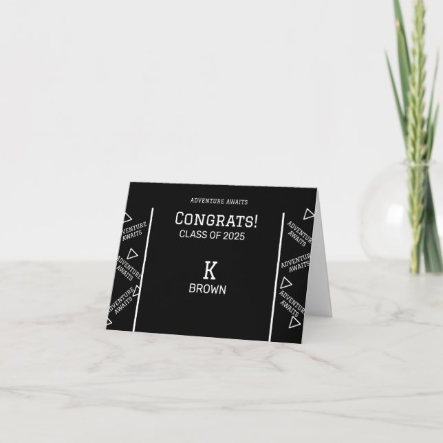 Black and White Graduation Personalized Thank You Card (Front)