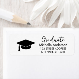 Black and White Graduation Return Address Label   