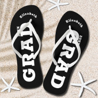 Black and White Graduation Senior Class  Flip Flop