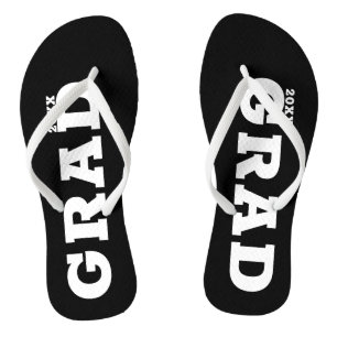 Black and White Graduation Senior Class  Flip Flops