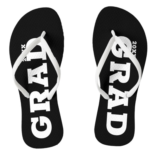 Black and White Graduation Senior Class  Flip Flops (Footbed)