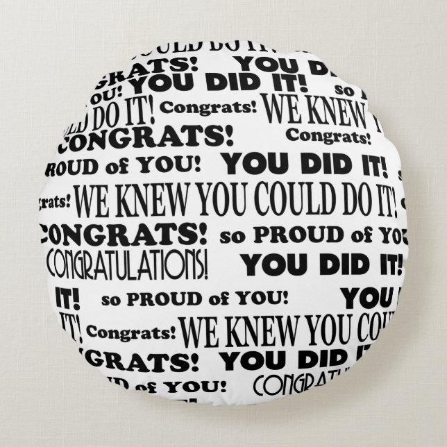 Black and White  Graduation Word Art Throw Pillow (Front)