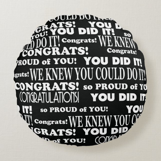 Black and White  Graduation Word Art Throw Pillow (Front)