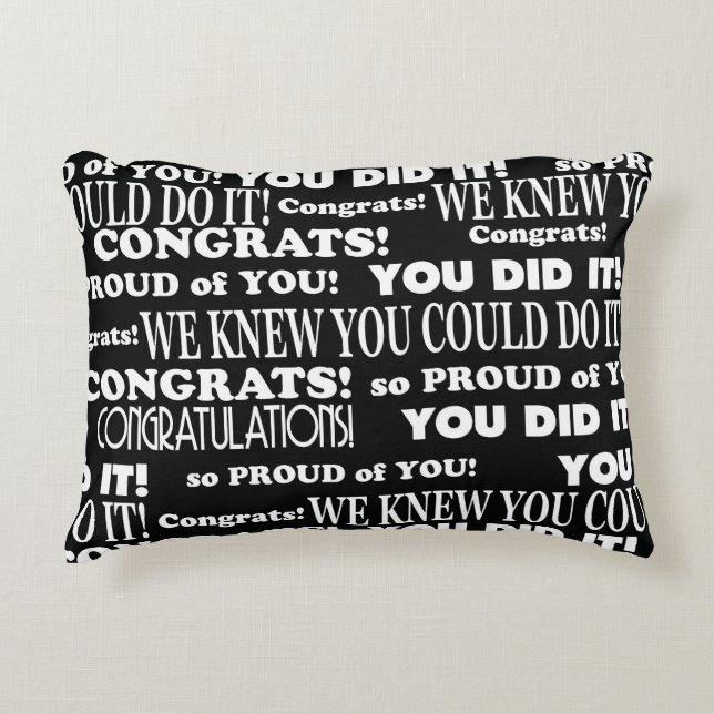 Black and White  Graduation Word Art Throw Pillow (Front)