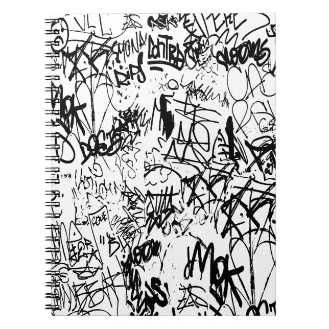 Black and White Graffiti Abstract Collage Notebook (Front)