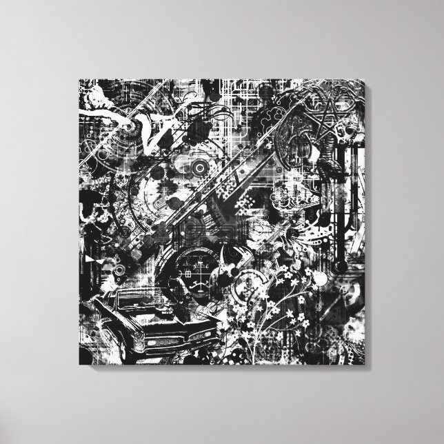 black and white graffiti canvas print (Front)