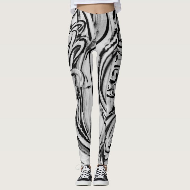Black and White Graffiti Leggings (Front)