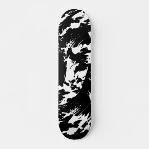 Black and White Graffiti Splatter Skate Deck