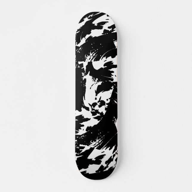Black and White Graffiti Splatter Skate Deck (Front)