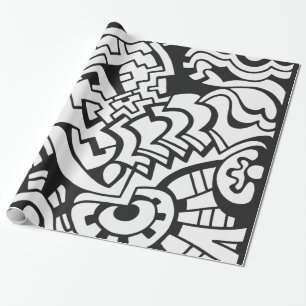Black and white graffiti street art wrapping paper