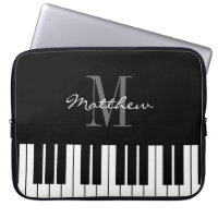 Black and white grand piano keys custom monogram