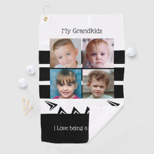Black and white Grandad photos of grandkids Golf Towel