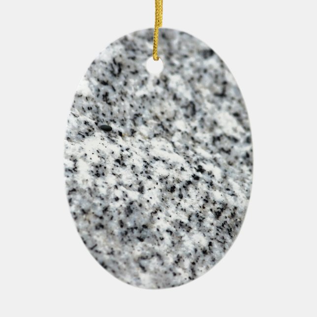 Black and White Granite Rock Ceramic Ornament (Front)