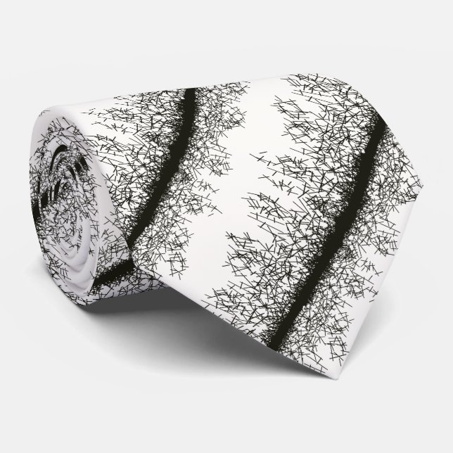 Black and white graphic grunge style pattern tie (Rolled)