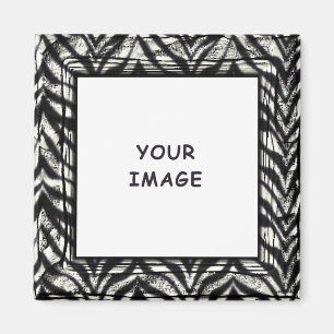 Black and White Graphic Zebra Photo Frame Magnet