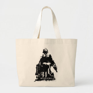 Black and white graphics large tote bag