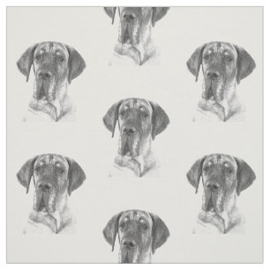 Black and White Great Dane Fabric